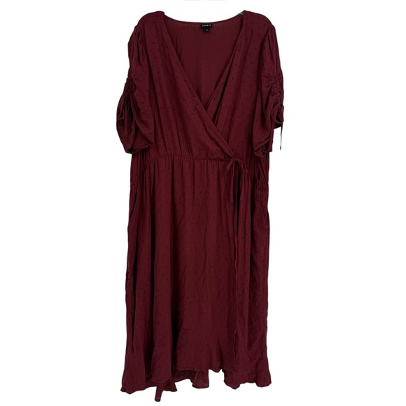 Torrid Midi Swiss Dot Surplice Dress Short Sleeve Pockets Size 4X Rust Red - Picture 5 of 12
